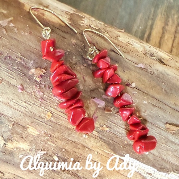 Alquimia Red Bohemian coral Earrings with Organic Design - Picture 1 of 1